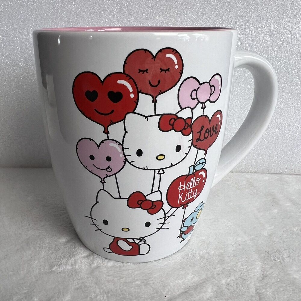 Sanrio Hello Kitty Valentines Day Heart & Balloons 25 oz Ceramic Mug - NEW